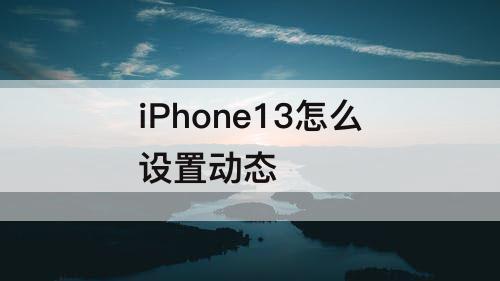 iPhone13怎么设置动态