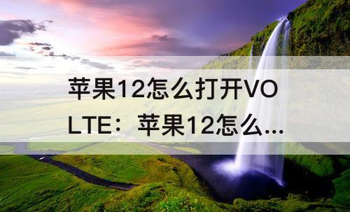 苹果12怎么打开VOLTE：苹果12怎么打开volte开关